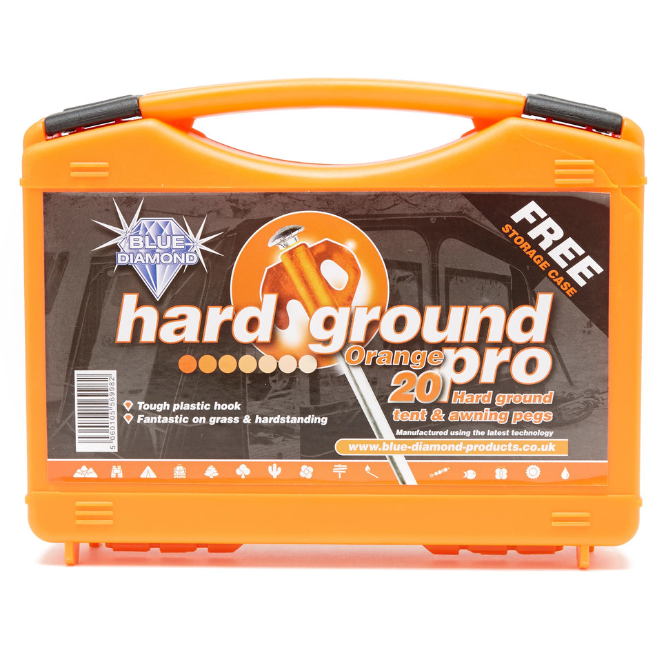 Blue Diamond Hard Ground Pro Tent Pegs (case of 20) - Orange