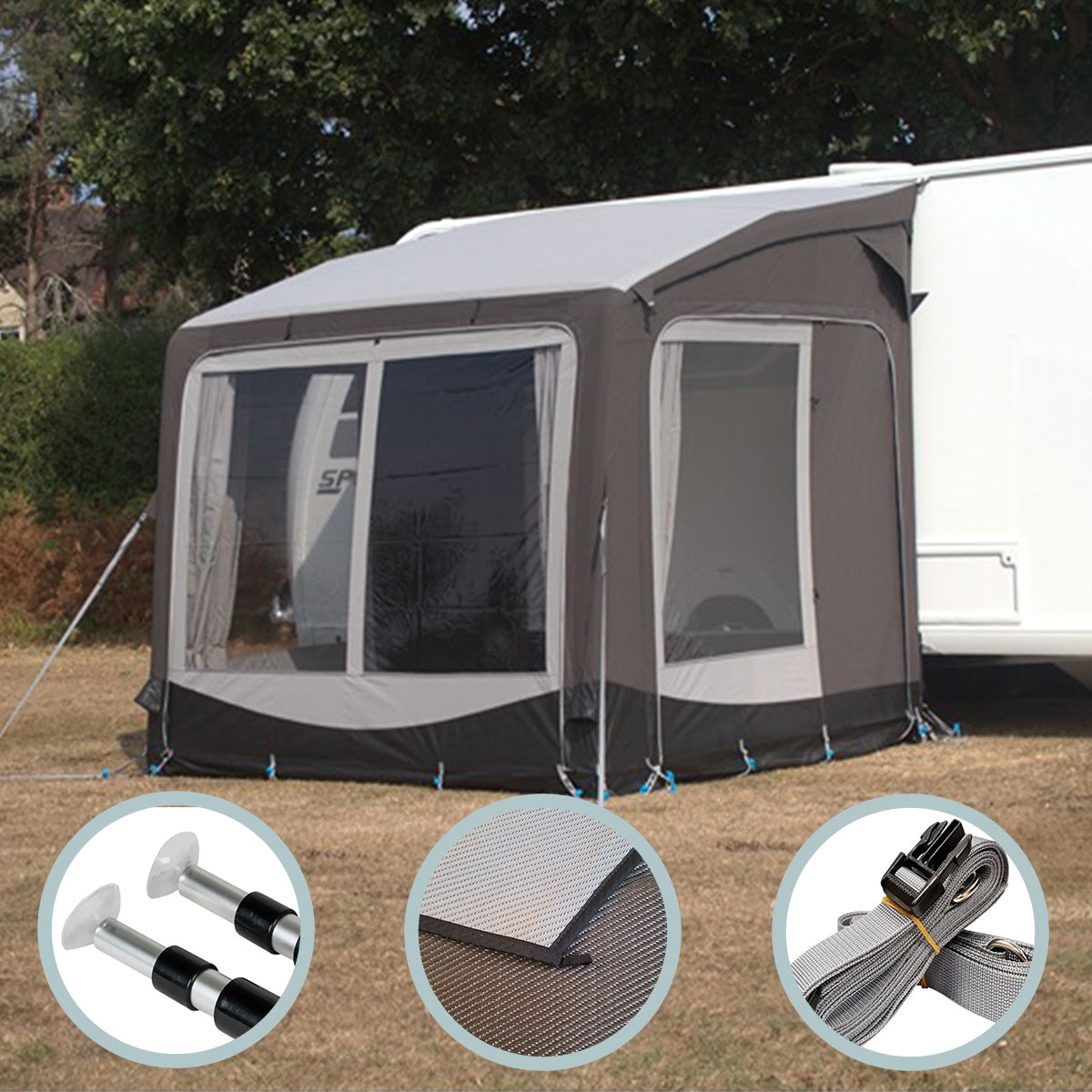 caravan air tent Telta Pure 260 Awning 2026 Colour:Standard Pink Dragon NFX2 Goggles Blake caravan skirt CRD - Carbon Road
