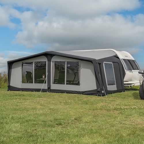 Telta Apex seasonal air awning pitched on caravan