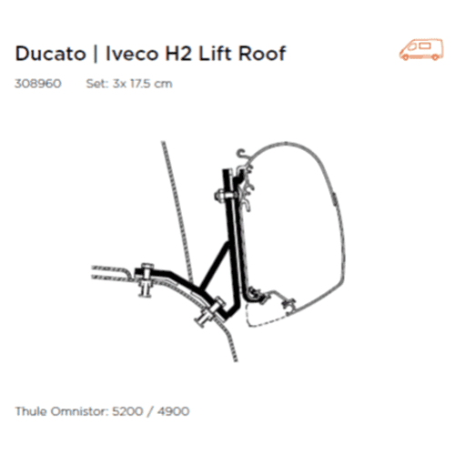 Thule 5200 Adapter for Ducato Iveco H2 Lift Roof