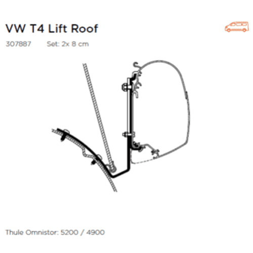 Thule 5200 Adapter for VW T4 Lift Roof