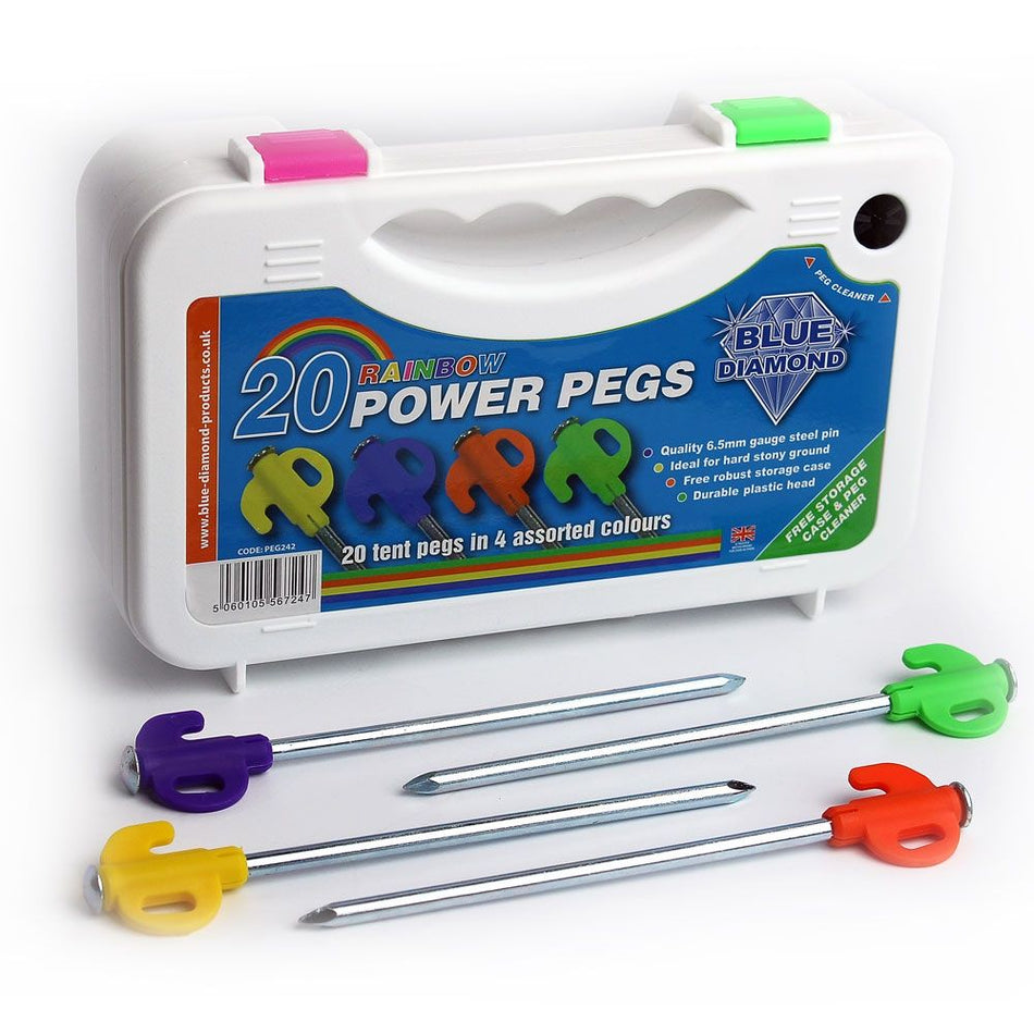 Blue Diamond Rainbow Power Tent Pegs (case of 20)