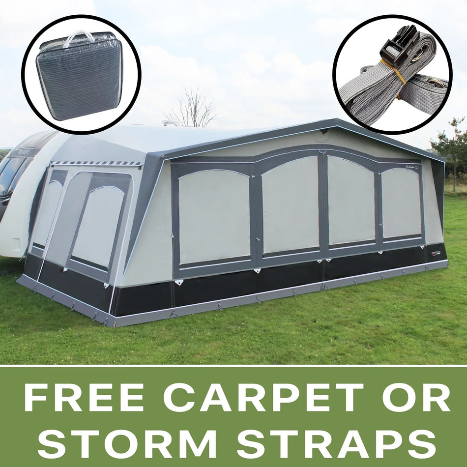 Camptech Buckingham DL Seasonal Awning FREE CARPET STORM STRAPS