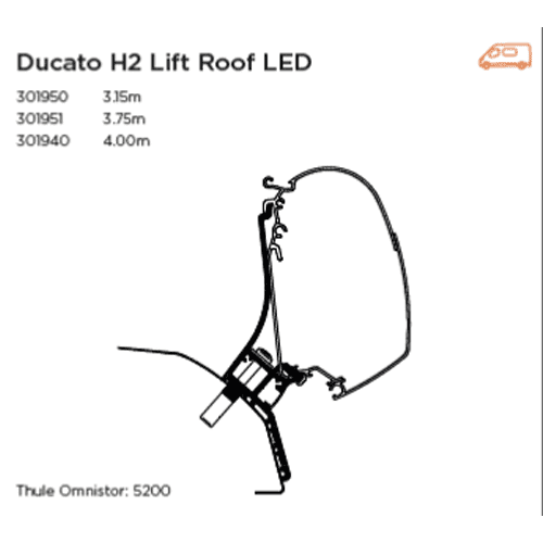 Thule 5200 Adapter for Ducato H2 Lift Roof
