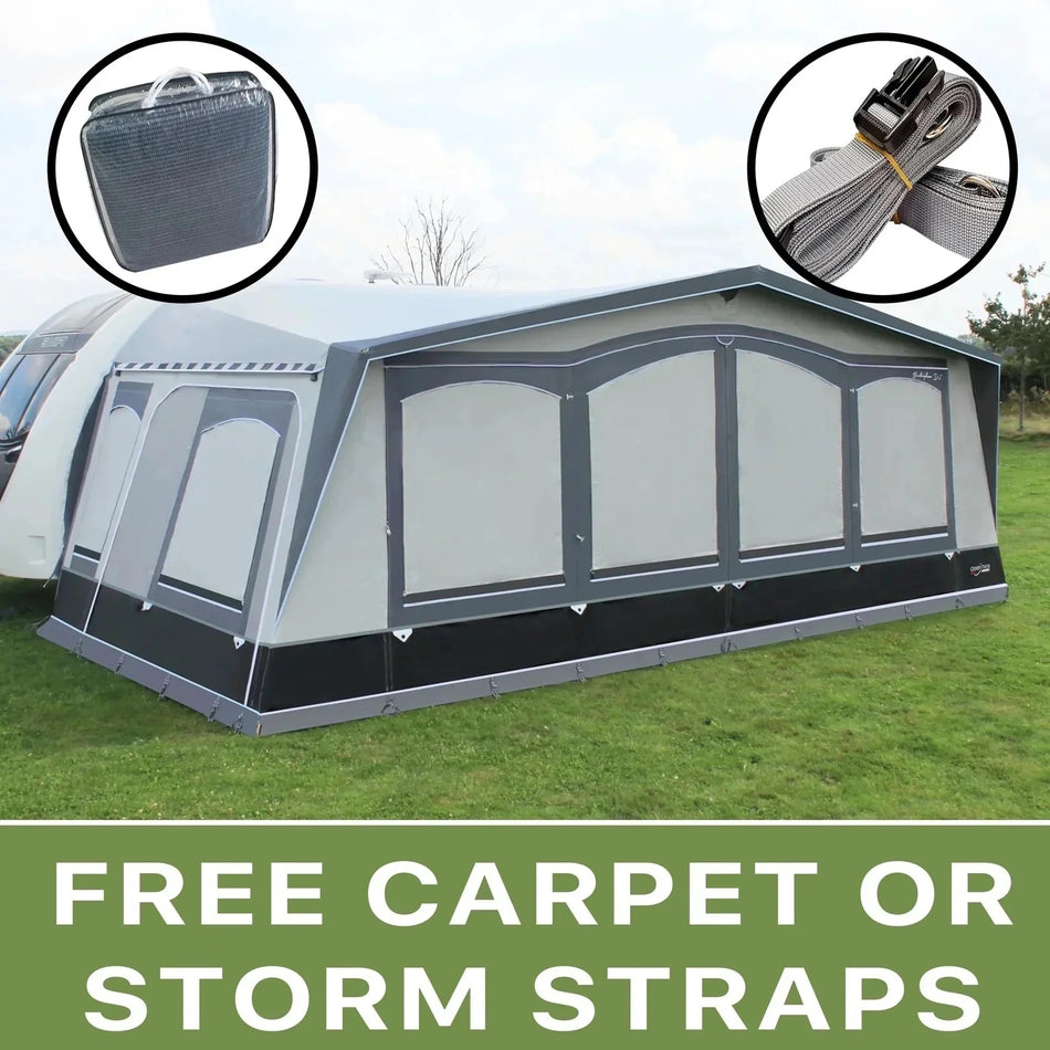 Camptech Buckingham DL Seasonal Awning FREE CARPET STORM STRAPS